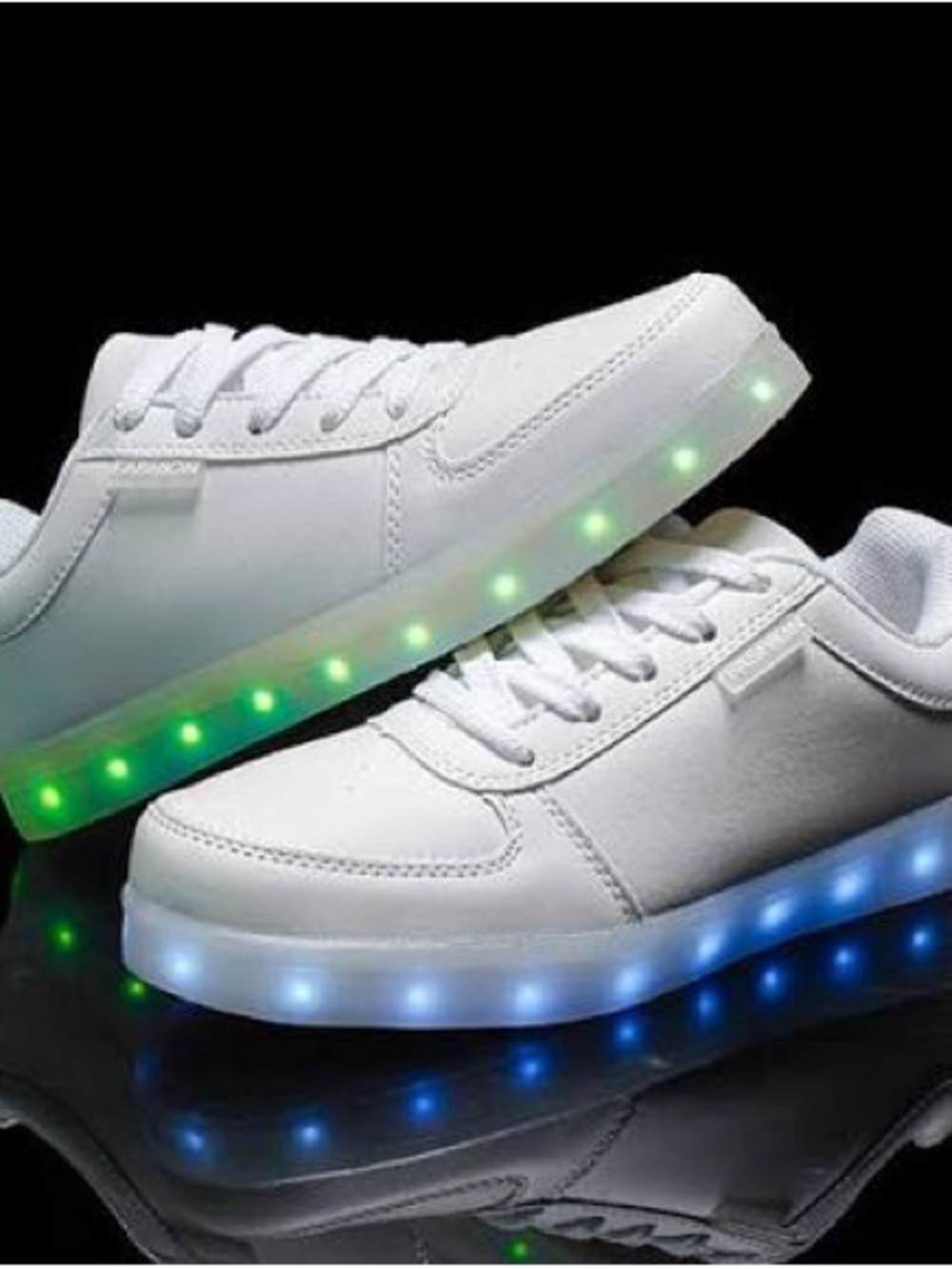 White LED Light Up Sneakers with Multicolor Sole